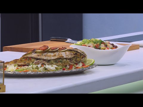 بالفيديو سمك محشي أرز و زيتون ومكرونة بالجمبري و الكابوريا