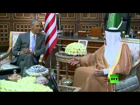 بالفيديو العاهل السعودي يلتقي الرئيس الأميركي في الرياض