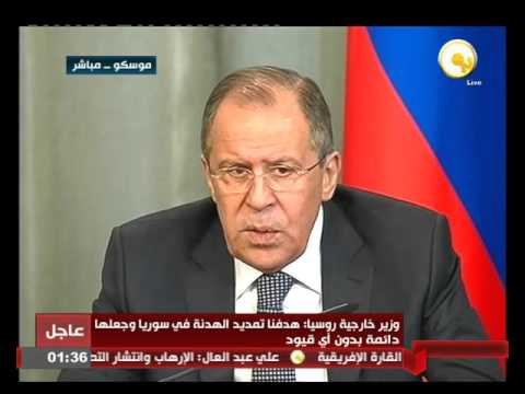 شاهد مؤتمر صحافي لوزير الخارجية الروسي والمبعوث الأممي لسورية