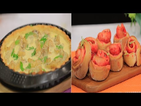 بالفيديو طريقة عمل كيش خرشوف و رول فراولة