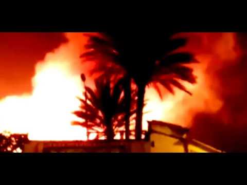 شاهد نشوب حريق هائل في سينما رادوبيس