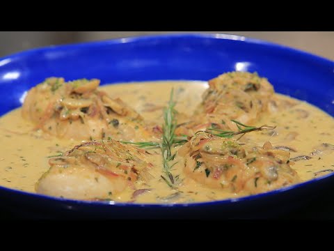طريقة عمل دجاج بصلصة الجبن والأعشاب