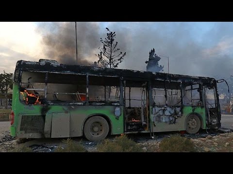 شاهد إحراق حافلات إجلاء قرب كفريا والفوعة