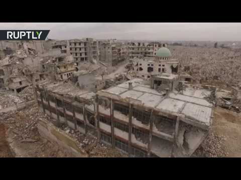 مشاهد مرعبة للدمار في حي بستان القصر في حلب