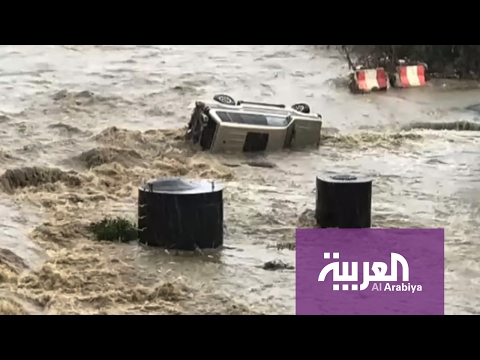 بالفيديو  مشاهد غرق شوارع وأحياء مدينة أبها السعودية