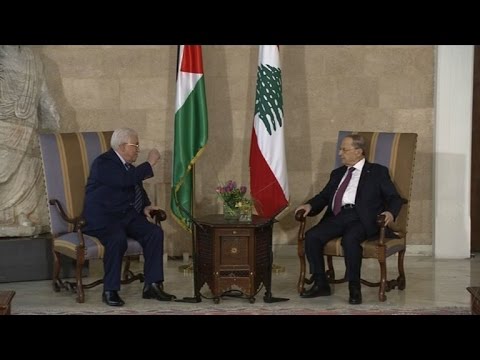 شاهد الرئيس اللبناني يلتقي نظيره الفلسطيني