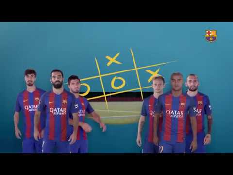 شاهد تحدي طريف بين نجوم برشلونة في التمرين