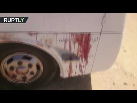 اللقطات الأولى من مكان الهجوم على حافلة الأقباط