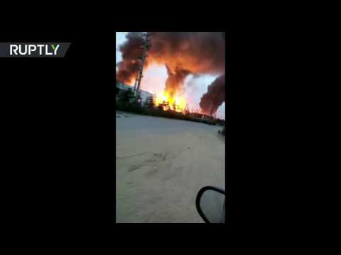 شاهد انفجار مصنع للبتروكيماويات في إقليم شاندونغ الصيني
