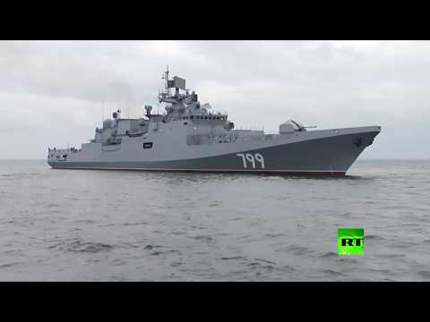 شاهد معركة بحرية حقيقية بين سفينتين وفرقاطة الأميرال ماكاروف