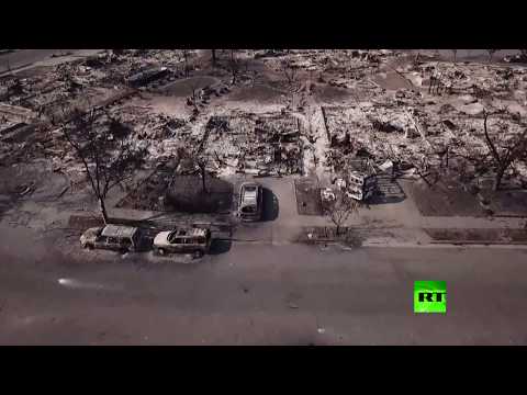 طائرة من دون طيار توثق مدى الدمار الذي خلفته حرائق كاليفورنيا