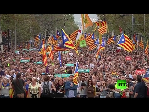 مظاهرات حاشدة في برشلونة تأييدا لانفصال إقليم كتالونيا عن إسبانيا