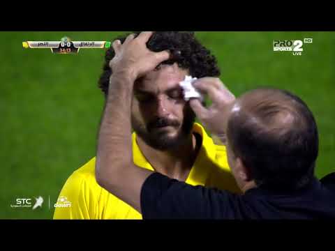 شاهد إصابة دموية لحسام غالي في مباراة النصر والاتفاق