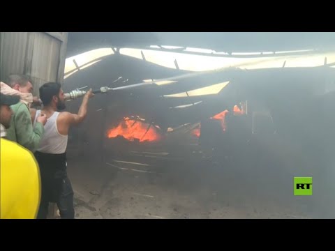 حريق في قطاع غزة بسبب انفجار اسطوانات غاز