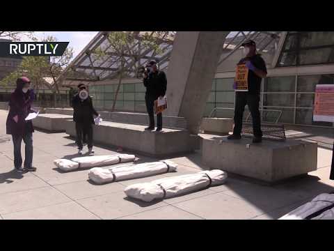 احتجاج في سان فرانسيسكو ضد سياسة ترامب في مكافحة كورونا