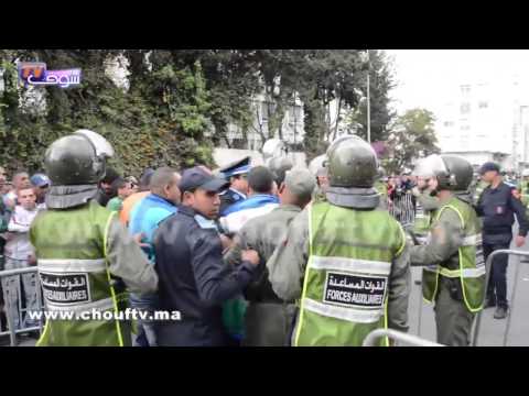 بالفيديو اشتباكات بين الجماهير والشرطة المغربية
