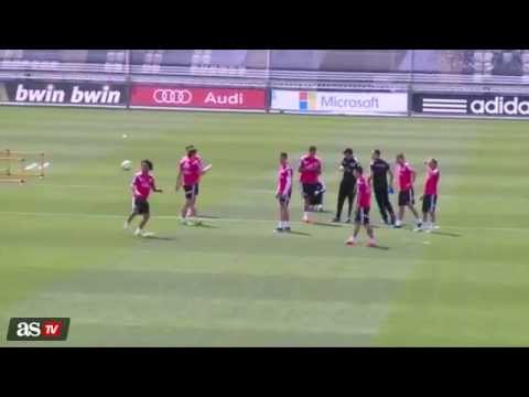 بالفيديو رودريجيز ومارسيلو يبهران رونالدو في التدريب