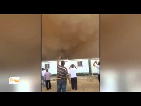 شاهد عاصفة رملية تضرب الأردن وسورية
