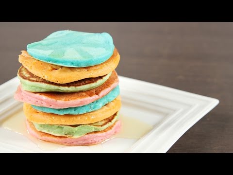 شاهد طريقة عمل بان كيك قوس قزح