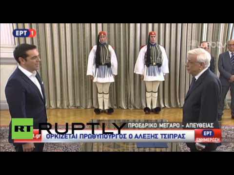 شاهد رئيس الوزراء اليوناني المنتخب يؤدي اليمين الدستورية