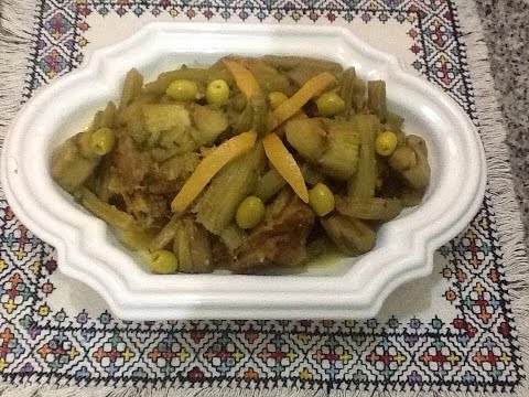 شاهد تحضير طاجن اللحم بالقنارية والزيتون