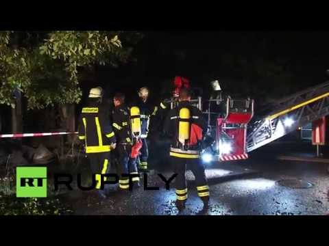 بالفيديو إضرام النار في مركز لإيواء اللاجئين