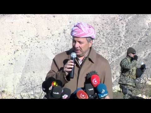 مسعود البارزاني يتحدث من على جبل سنجار