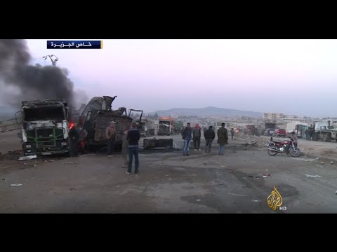 فيديومقاتلات روسية تقصف شاحنات على حدود تركيا