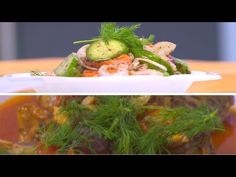 شاهد سمك بلطي بالصلصة والريحان والزيتون