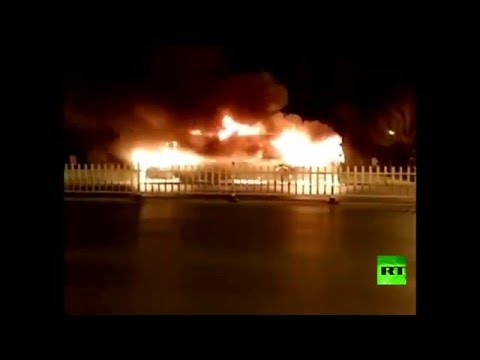 شاهد احتراق حافلة في الصين