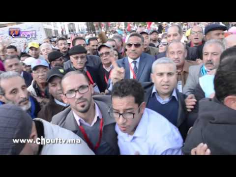 شاهد من وقفة النقابات في الرباط الشعب يريد إسقاط بنكيران