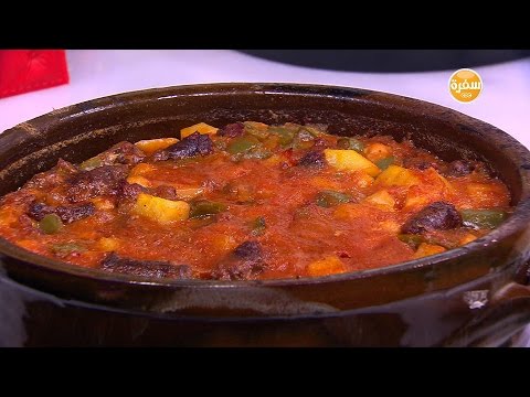 طريقة عمل طاجن سجق بالحمص والبطاطس