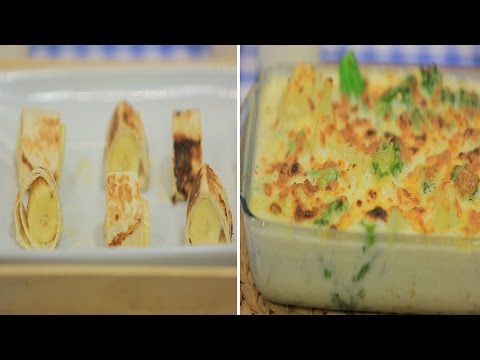 طريقة عمل رول الموز  قرنبيط بالبروكلي جراتان