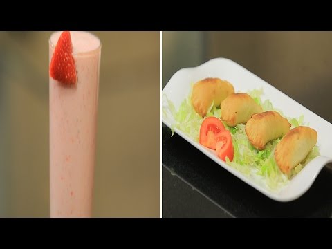 طريقة عمل فطائر اللحمة بالخضار  كوكتيل زبادي بالفراولة والموز