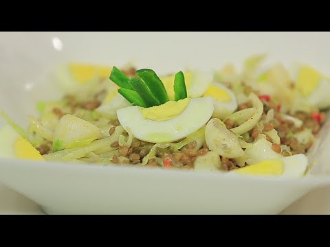 شاهدطريقة عمل سلطة كاليماري بالعدس الأسمر