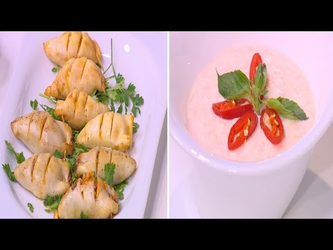 طريقة عمل كاليماري محشي أرز و جمبري