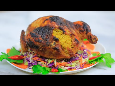 طريقة عمل دجاج محشي أارز بسمتي أصفر