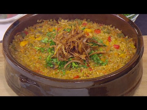 طريقة عمل طاجن فريك بالخضروات